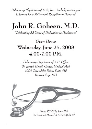 Doctor or Physician Retirement Reception Party Invitation